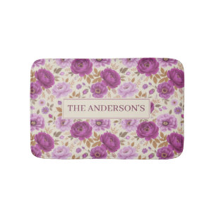 Tapete De Banheiro Elegante Floral Roxo Cottagecore