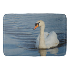 Tapete De Banheiro Elegante Mute Swan Waterbird no lago