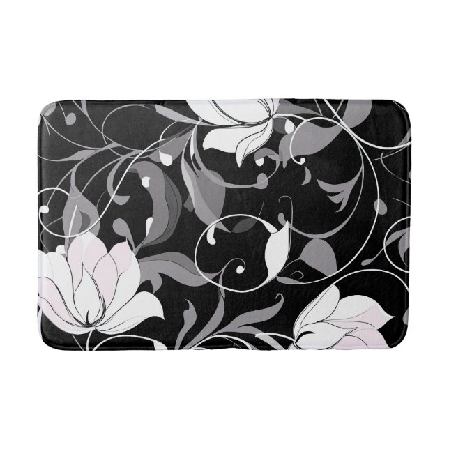 Tapete De Banheiro Elegante Noir Floral Swirl (Frente)