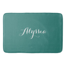 Tapete De Banheiro Elegante Nome Personalizado em Azul Turquesa