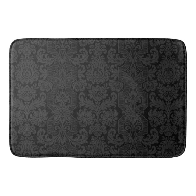 Tapete De Banheiro Elegante Ornamentado Negro, Damasco Vitoriano (Frente)