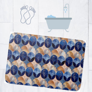 Tapete De Banheiro Elegante Padrão Geométrico Azul + Dourado Rosa