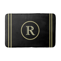 Elegante preto chic e monograma personalizado Dour