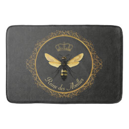 Tapete De Banheiro Elegante Rainha Abelha Cinza Dourado Amarelo Franc