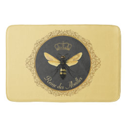 Tapete De Banheiro Elegante Rainha Abelha Cinza Dourado Amarelo Franc