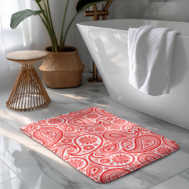 Tapete De Banheiro Elegante Red e White Vintage Paisley