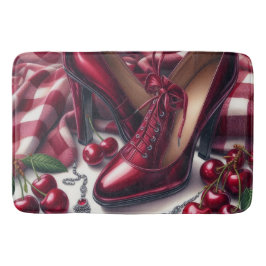 Tapete De Banheiro Elegante Red High Heels com Cereja