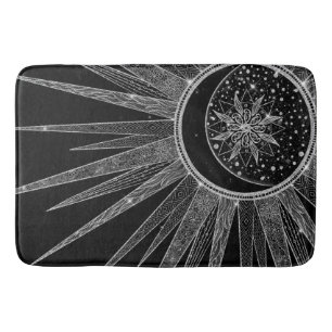 Tapete De Banheiro Elegante Silver Sun Moon Mandala Black Design