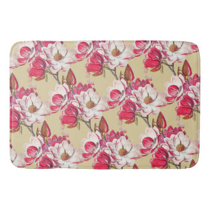 Tapete De Banheiro Elegante Vintage Magnolia Flower Beige Padrão