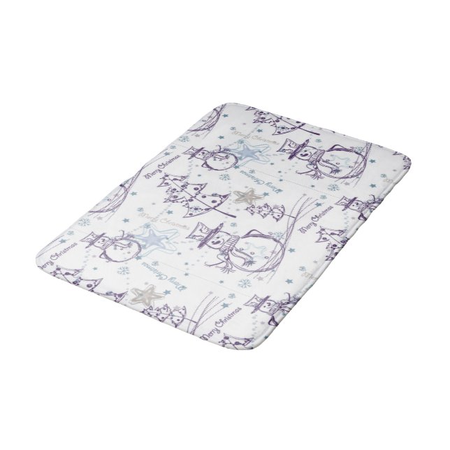 Tapete De Banheiro Elemento de Natal Snowman Sketch Bathroom Mat (Angulado)