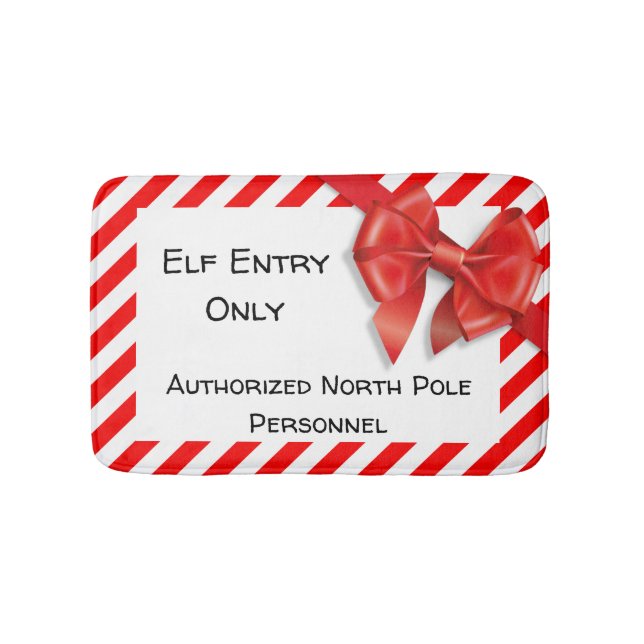 Tapete De Banheiro Elf Entry Only | North Pole Christmas Doormat (frente)