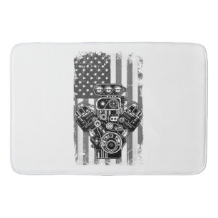 Tapete De Banheiro Êmbolo de carro muscular vintage bandeira american
