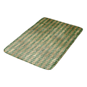 Tapete De Banheiro Emerald Green e Dourado Padrão de Argyle