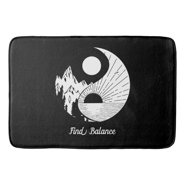 Tapete De Banheiro Encontre o saldo Zen Yin Yang Black White (Frente)