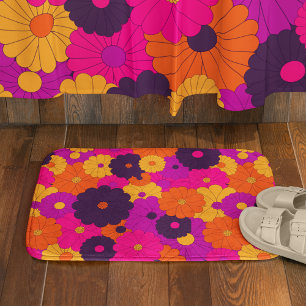 Tapete De Banheiro Energia da Flor de Hippie Puro e Rosa