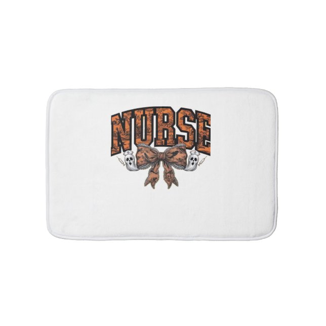 Tapete De Banheiro Enfermeira de Halloween Arco Coquette Spooky Class (frente)