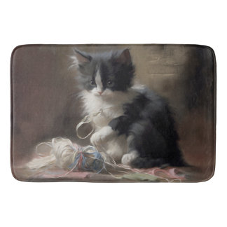 Tapete De Banheiro Enfiado em preto e branco divertidos