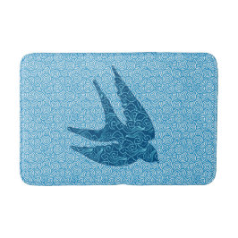 Tapete De Banheiro Engorda japonesa em voo, cobalto e azul pálido