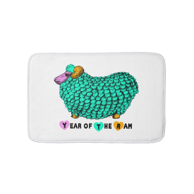 Tapete De Banheiro Engraçado Green Ram Chinês Ano Zodiodato Bath Mat (frente)