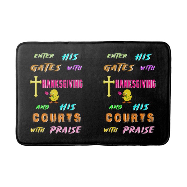 Tapete De Banheiro Entre no Pintinho de Portas, novembro, Dia de Ação (Frente)