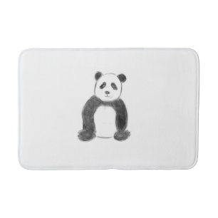 Tapete De Banheiro Esboço preto e branco do panda