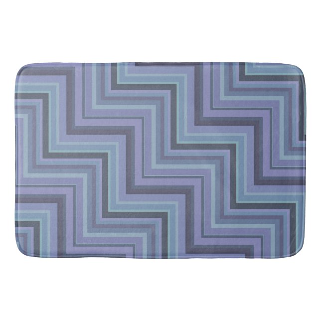 Tapete De Banheiro Escada de stripes de cinza azul (Frente)