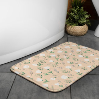 Tapete De Banheiro Escandinavo brancoFloral