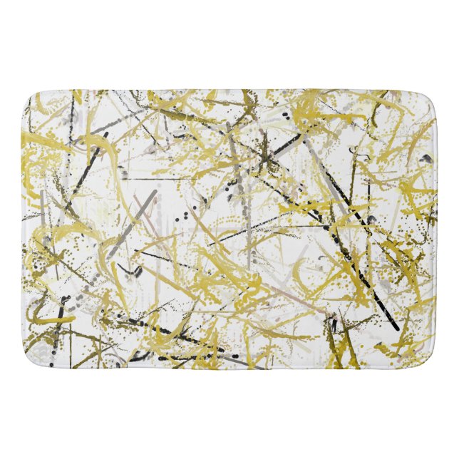 Tapete De Banheiro Escrivores de abstrato - Mostarda e Castanha (Frente)