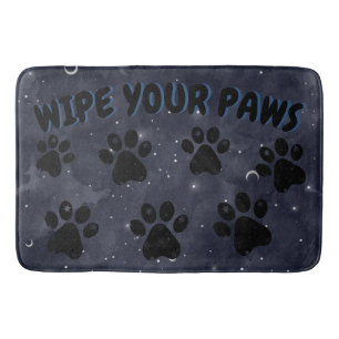 Tapete De Banheiro Esfregue suas patas estrelas de patas azuis