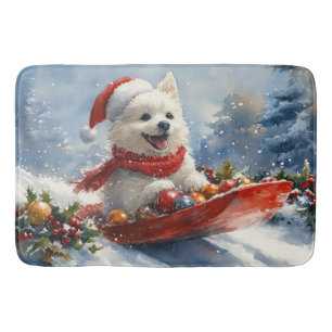 Tapete De Banheiro Eskimo americano no Sledge Deixe nevar o Natal