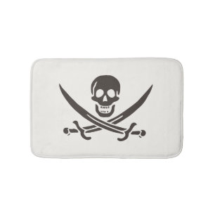 Tapete De Banheiro Espadas do Crânio Obsidiana Bandeira pirata de Cal