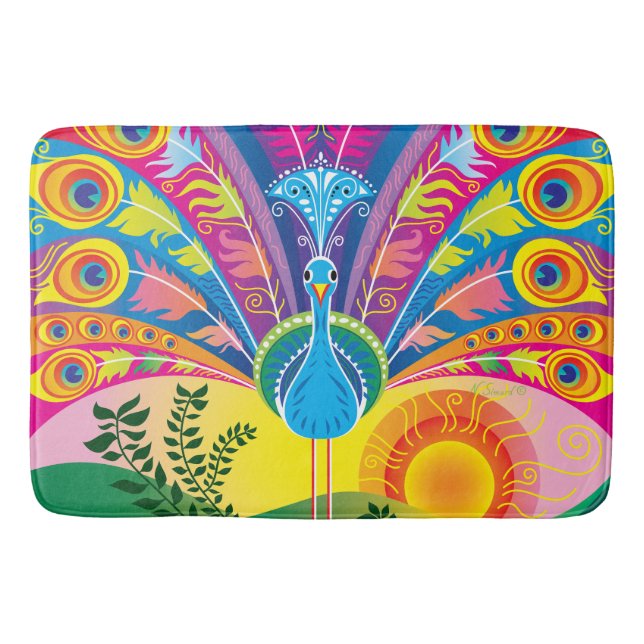 Tapete De Banheiro Esplendor da Cauda do Pavão (Frente)