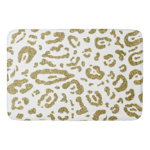 Tapete De Banheiro Estampa Animal Glitter Dourado Branco Chita Leopar