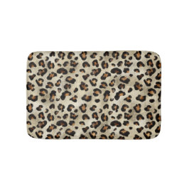 Tapete De Banheiro Estampa de Animal Leopardo Guepardo Bege Marrom