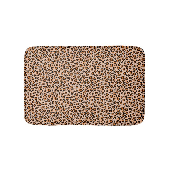 Tapete De Banheiro Estampa de leopardo laranja e marrom (frente)