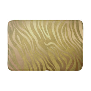 Tapete De Banheiro Estampa de Zebra em Bronze Dourado Selva Safari Gl