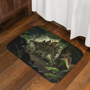 Tapete De Banheiro Estegossauro e Deinonicus Dinossauros