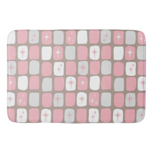 Tapete De Banheiro Esteira de banho cor-de-rosa retro de Starbursts