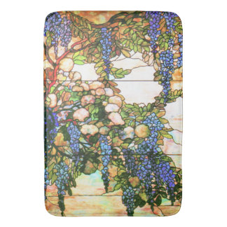 Tapete De Banheiro Esteira de banho floral do vitral das glicínias de