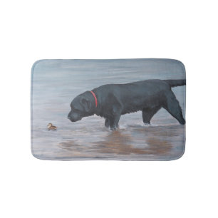 Tapete De Banheiro Esteira de banho preta da arte do cão do patinho