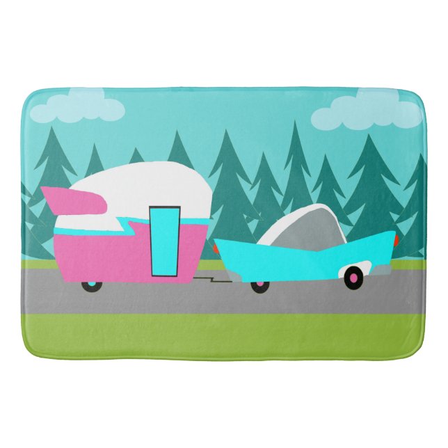 Tapete De Banheiro Esteira de banho retro do campista/reboque e do (Frente)