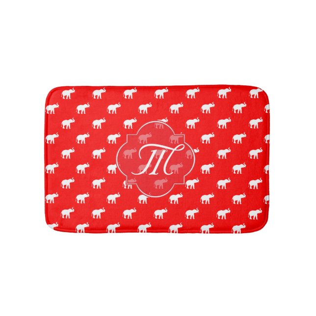 Tapete De Banheiro Esteira de banho vermelha afortunada do elefante (frente)