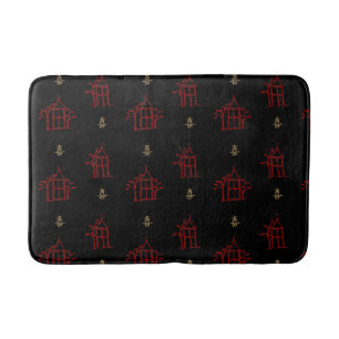 Tapete De Banheiro Esteira de banho vermelha e Dourado do Chinoiserie