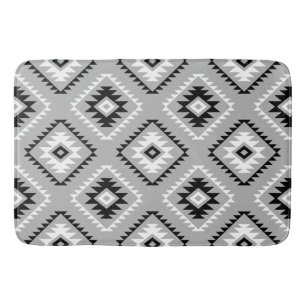 Tapete De Banheiro Estilo Aztec Padrão Motif Cinza Preta Branco