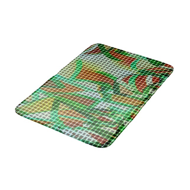 Tapete De Banheiro Estilo das cestas sobre fitas curvas verdes (Angulado)