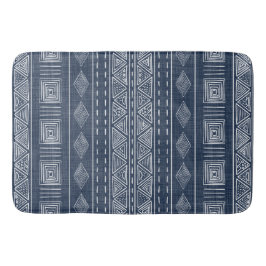 Tapete De Banheiro Estilo de Muda Marinho Padrão Tribal Azul e Branco
