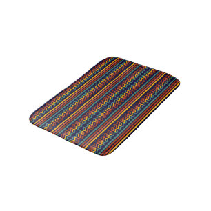Tapete De Banheiro Estilo Retro dos Anos 70 com Listras Chevron em Az