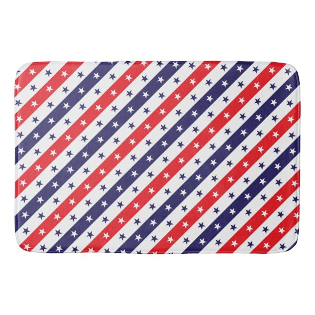 Tapete De Banheiro Estrelas e faixas brancas e azuis vermelhas (Frente)