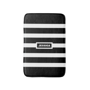 Tapete De Banheiro Estrias Brancas E Pretas Monogramas