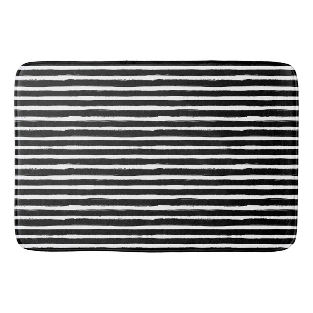 Tapete De Banheiro Estrias de aquarelas desenhadas a preto e branco (Frente)